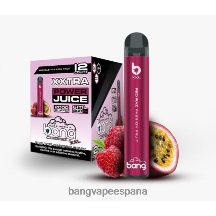 Bang Vape XXL 2000 bocanadas maracuyá rojo raz Vape Bang Precio España P60NJ22
