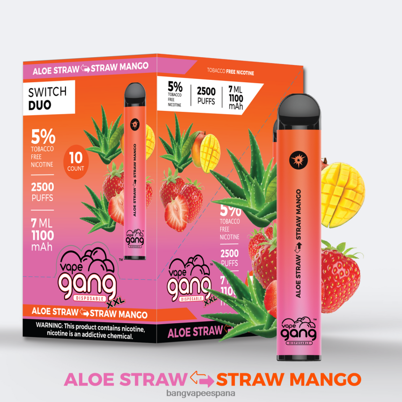 Vape Gang Switch Duo 2 sabores (caja de 10) aloe fresa - mango fresa Bang Box Disposable Vape P60NJ38
