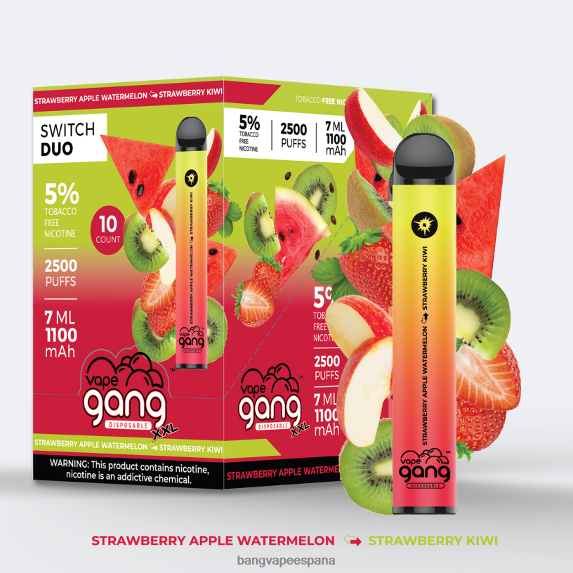 Vape Gang Switch Duo 2 sabores (caja de 10) sandía manzana fresa - kiwi fresa Vape Gang Madrid P60NJ45