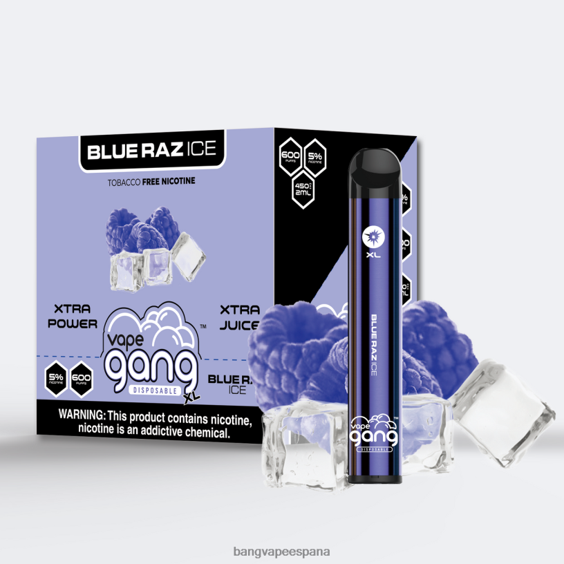 Vape Gang XL vaporizadores desechables 600 inhalaciones (caja de 10) hielo azul Vape Gang Flavors P60NJ61