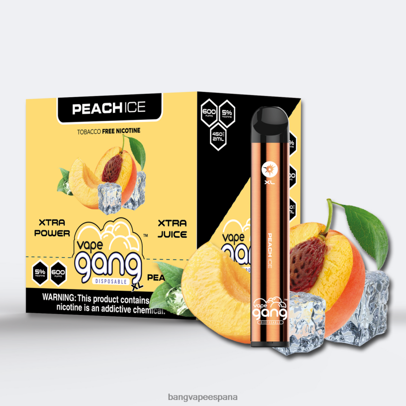 Vape Gang XL vaporizadores desechables 600 inhalaciones (caja de 10) hielo de durazno Vape Gang Madrid P60NJ77