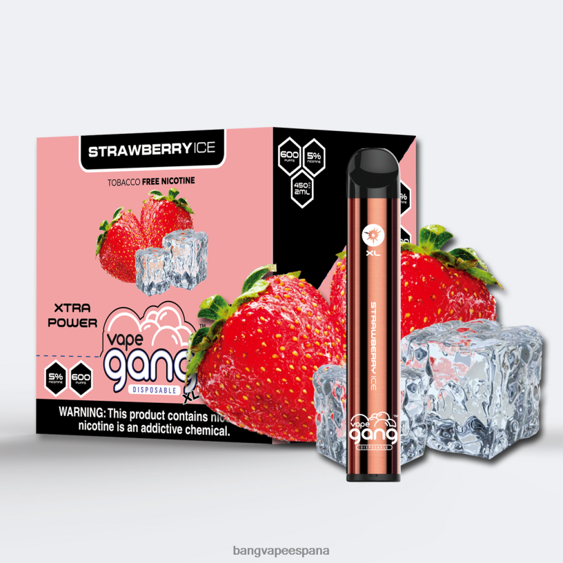 Vape Gang XL vaporizadores desechables 600 inhalaciones (caja de 10) hielo de fresa Bang Vape Barcelona P60NJ78