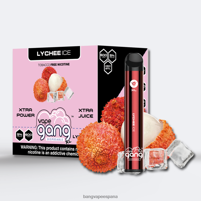 Vape Gang XL vaporizadores desechables 600 inhalaciones (caja de 10) hielo de lichi Bang Vape Precio P60NJ75