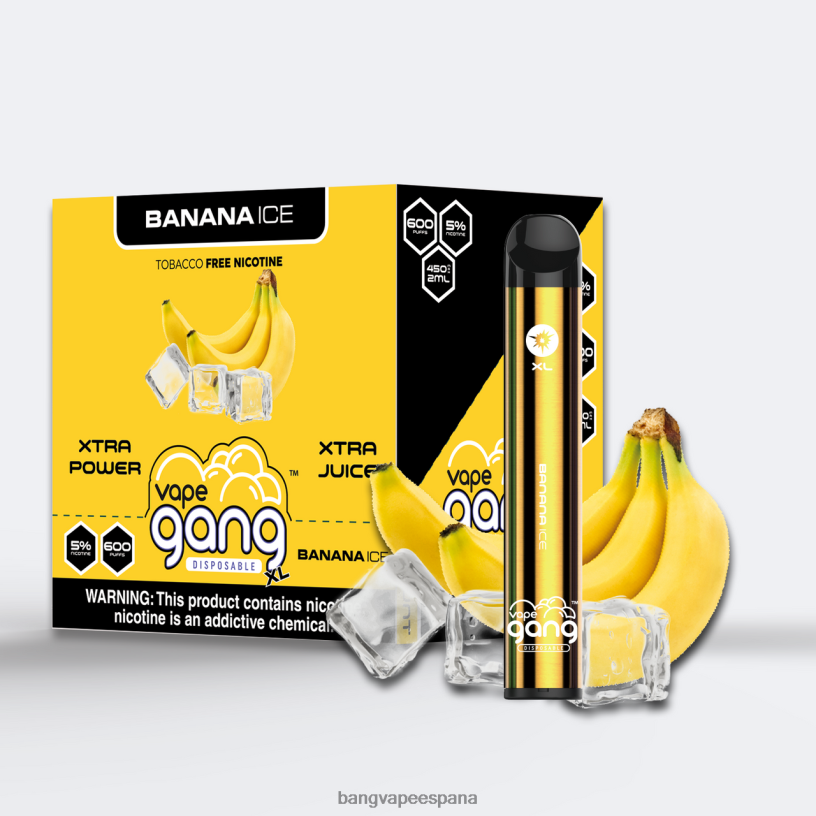 Vape Gang XL vaporizadores desechables 600 inhalaciones (caja de 10) hielo de plátano Bang Vape España P60NJ63