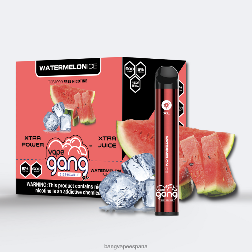 Vape Gang XL vaporizadores desechables 600 inhalaciones (caja de 10) hielo de sandia Vape Gang España P60NJ76