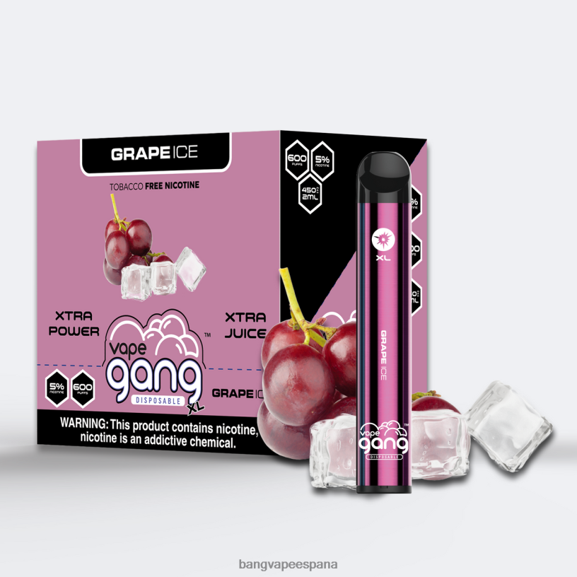 Vape Gang XL vaporizadores desechables 600 inhalaciones (caja de 10) hielo de uva Best Bang Vape Flavor P60NJ62