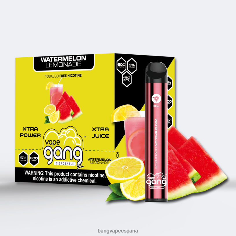 Vape Gang XL vaporizadores desechables 600 inhalaciones (caja de 10) limonada de sandia Bang Vape Precio P60NJ65