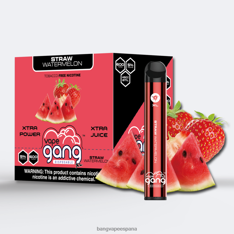 Vape Gang XL vaporizadores desechables 600 inhalaciones (caja de 10) sandia de paja Vape Bang Precio España P60NJ74